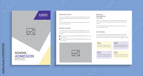 professional School education brochure template design layout for admission, banner, flyer learning, teaching purpose vector