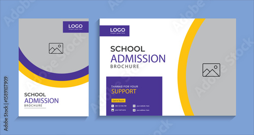 professional School education brochure template design layout for admission, banner, flyer learning, teaching purpose vector