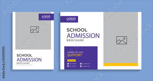 School admission social media post and brochure design. back to school banner design set. Back to school admission promotion banner. school admission template for social media ad.