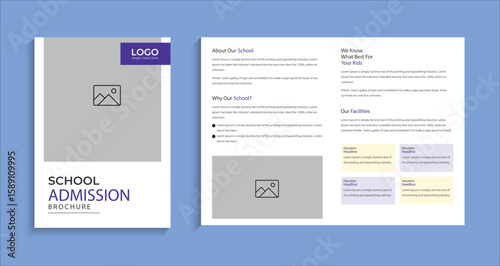 professional School education brochure template design layout for admission, banner, flyer learning, teaching purpose vector