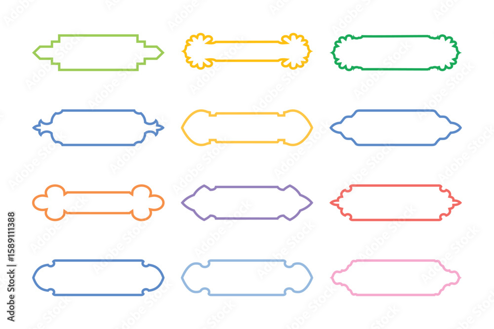 Obraz premium Horizontal Badges Frame Linear Design outline - SET 12