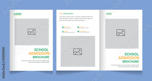 professional School education brochure template design layout for admission, banner, flyer learning, teaching purpose vector