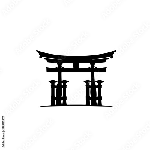 Silhouette of a traditional Japanese Torii gate, a symbol of transition and sacred space.