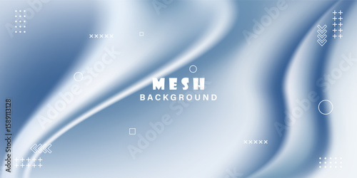 Blue and white luxury fabric wave background. Smooth fluid waves. Elegant shiny silk satin texture. Vector illustration.