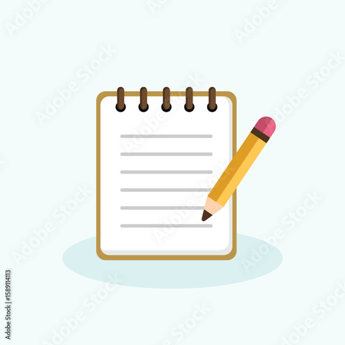 Note and Pencil Flat Cartoon Illustration.eps