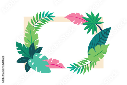 Artistic Tropical Foliage Surrounding Frame