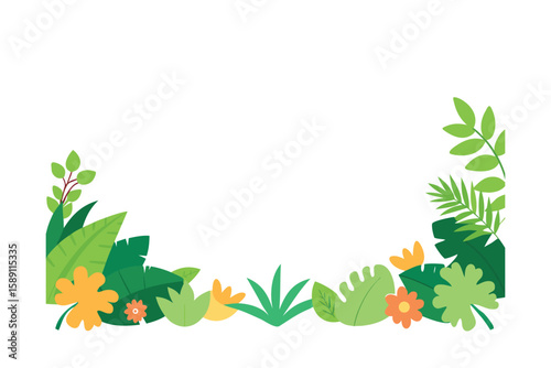 Jungle Inspired Cartoon Floral Border