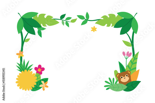 Jungle Inspired Cartoon Floral Border