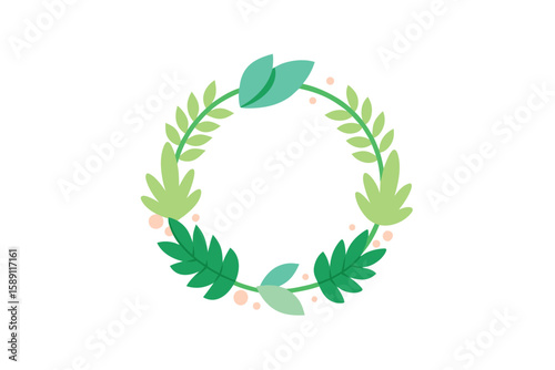 Oval Cartoon Wreath With Flat Tropical Leaves