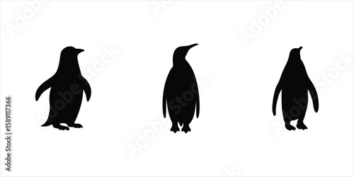 penguin vector eps set on white background. penguin silhouette  icon set.