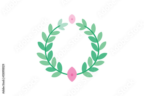 Artistic Foliage Wreath With Flat Cartoon