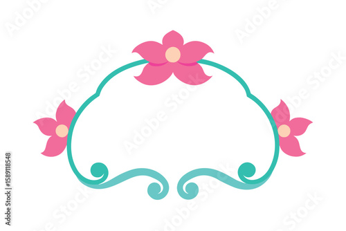 Abstract Cartoon Floral Curve Frame