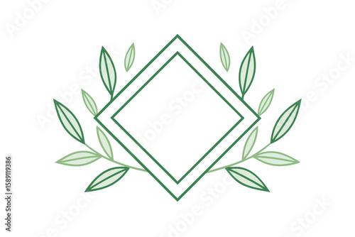 Lined Cartoon Leaves Creating Diamond Frame