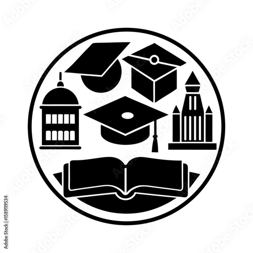 School Tools and Education Concepts Icons in Flat Style.