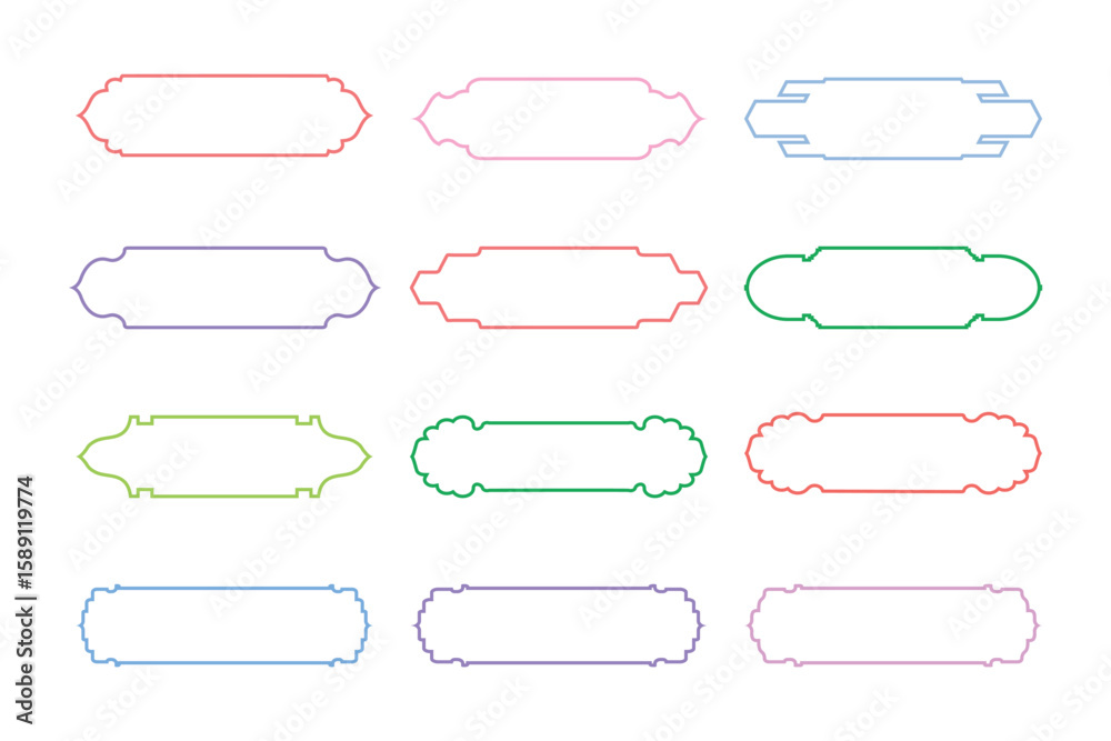 Obraz premium Horizontal Badges Frame Linear Design outline - SET 12