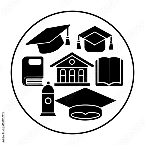 Flat Education and School Icon Collection Vector.