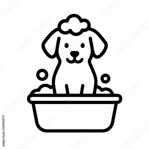 Dog in Bathtub Bold Icon