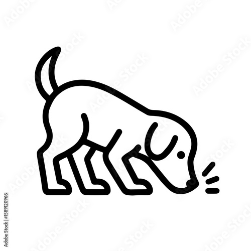 Sniffing Dog Bold Outline Icon