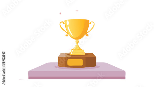 Golden trophy award vector for winning competition achievement success celebration, champion prize design