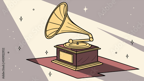 Vintage gramophone phonograph music player antique record player for audio nostalgia and retro sound system is here
