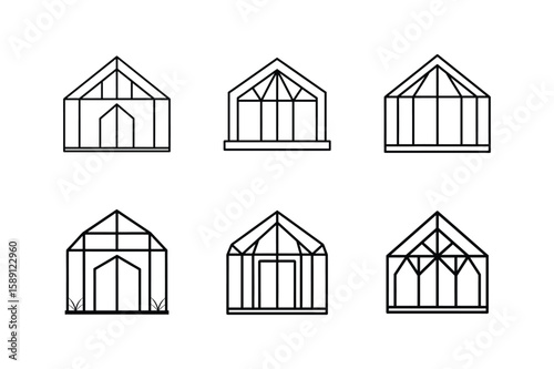 greenhouse frame line art vector illustration