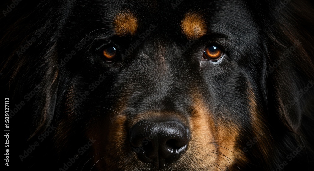 Fototapeta premium Intimate portrayal of a majestic dog capturing its soulful gaze and expressive face