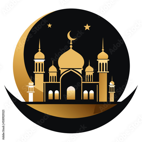 Islamic mosque vector silhouette editable file icon 