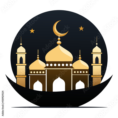 Islamic mosque vector silhouette editable file icon 