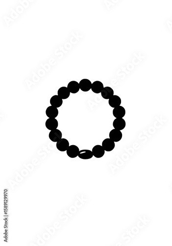 Minimal Silhouette of a Round Beaded Bracelet Isolated on White Background for Jewelry Design, Accessory Icons, and Fashion Vector Concepts