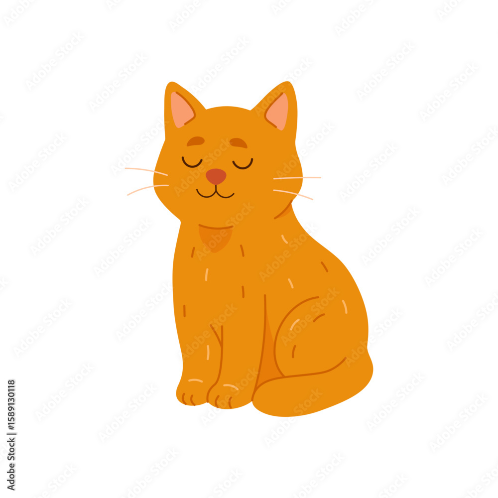 Fototapeta premium Cute vector flat home cat on a white background