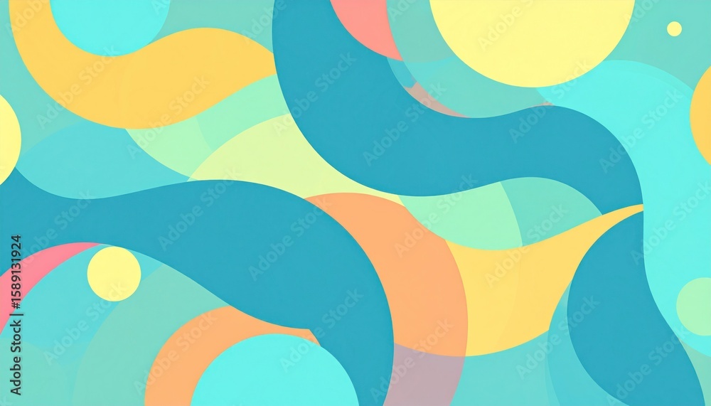 Obraz premium Abstract Colorful Wavy Shapes with Motion and Overlay against a Light Background