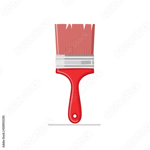 Red Paintbrush with White Stripe on Black Background DIY Project Home Improvement
