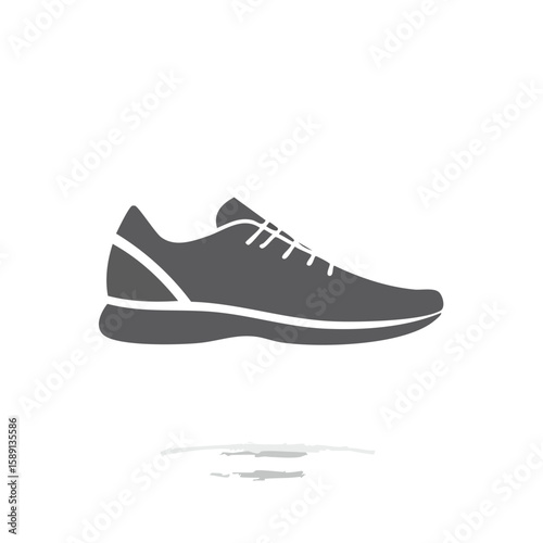 Modern Sneaker Icon Active Sport Shoe Vector Graphics Black Background