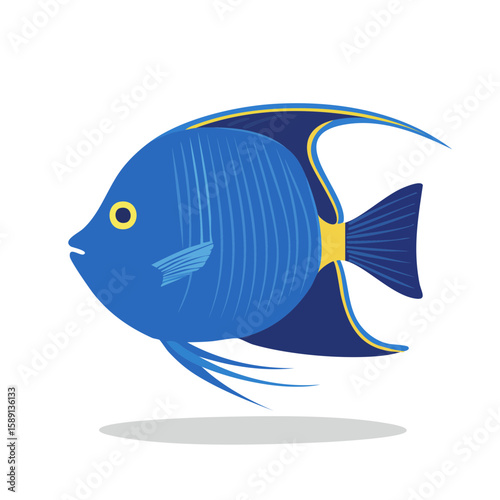 Elegant blue tang tropical fish swimming marine wildlife illustration