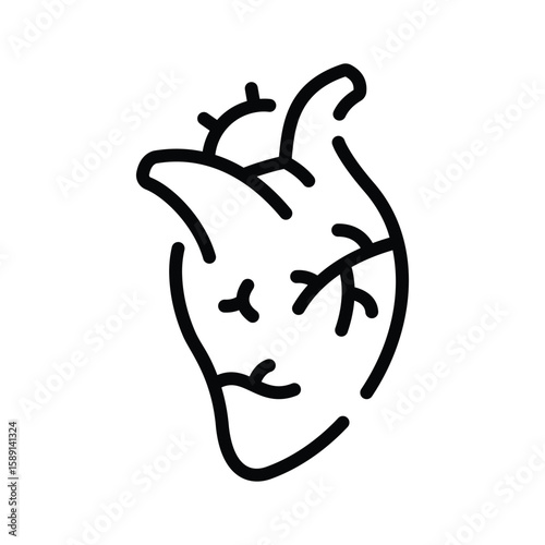 Well crafted linear icon of human heart chamber