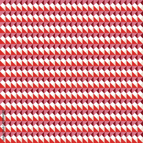 Modern seamless pattern with red and white triangles in a geometric abstract design. Perfect for textile prints, packaging, wallpapers, digital paper, and graphic design backgrounds