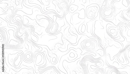 Abstract Contour Map Style Background With Blue Dots and Terrain Lines on White Surface