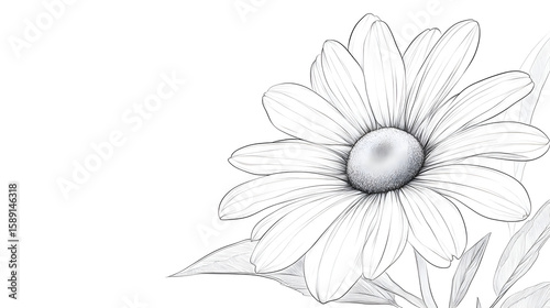 Detailed monochrome flower illustration