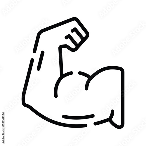 A premium outline icon of arm muscle strength