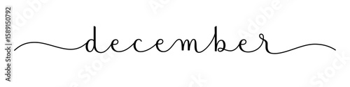 DECEMBER black brush calligraphy banner with swashes