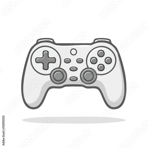 Gamepad console illustration for interactive entertainment digital gameplay leisure activity with directional and action buttons on black