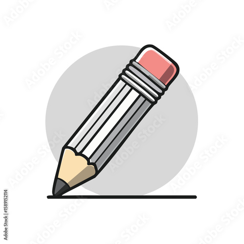 Pencil Writing Drawing Flat Illustration Gray Background Learning Art Education
