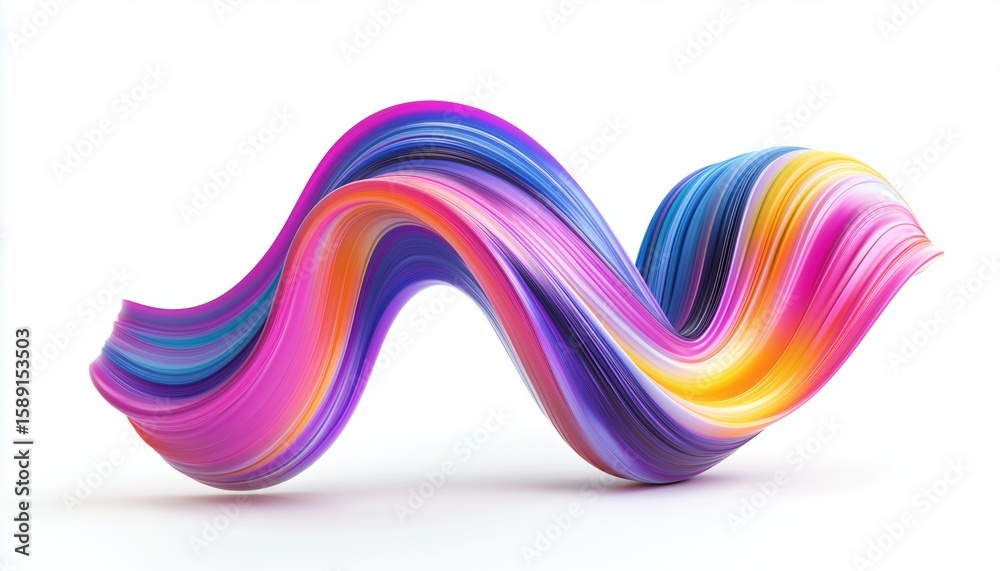 Fototapeta premium Abstract Watercolor Paint Background With Wavy Brush Strokes Or Curved Ribbon Shapes, Created With Felt-Tip Pens And Vibrant Colors. Template Design.