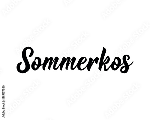 Translation from Norwegian: Summer fun. Ink illustration. Modern brush calligraphy. Perfect design for greeting cards, posters, t-shirts, banners. Norwegian Lettering.
