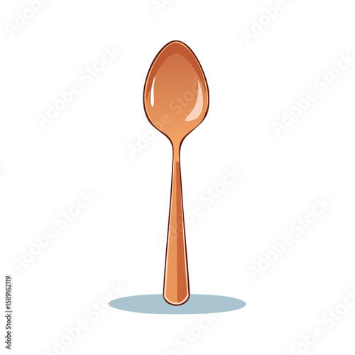 Isolated cartoon spoon illustration for kitchenware or tableware designs against a dark backdrop
