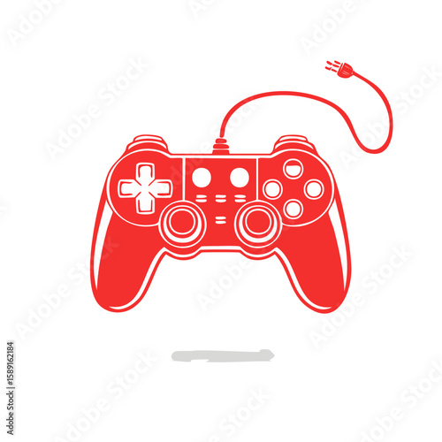 Red gamepad illustration for video games Gaming joystick entertainment console play control leisure activity technology