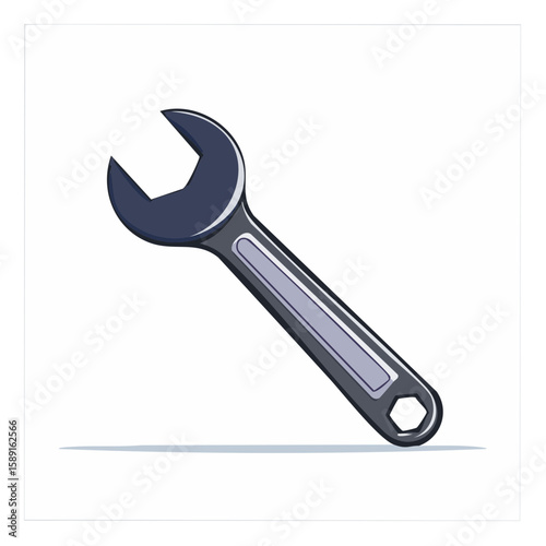 Cartoon Spanner for Maintenance and Repairs Manual Metal Wrench Mechanic Tool Illustration