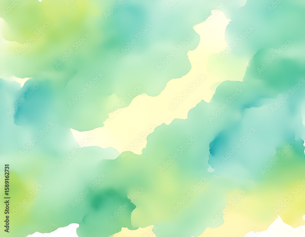 Fototapeta premium Pastel Yellow Blue Green Watercolor Background 