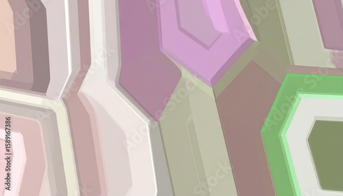 Abstract Geometric Shapes with Softly Shaded Edges and Muted Color Palette