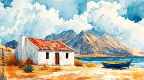 Paracas Peru Poster Illustration Travel Print Decor Gift Paper Canvas Wall Retro Art